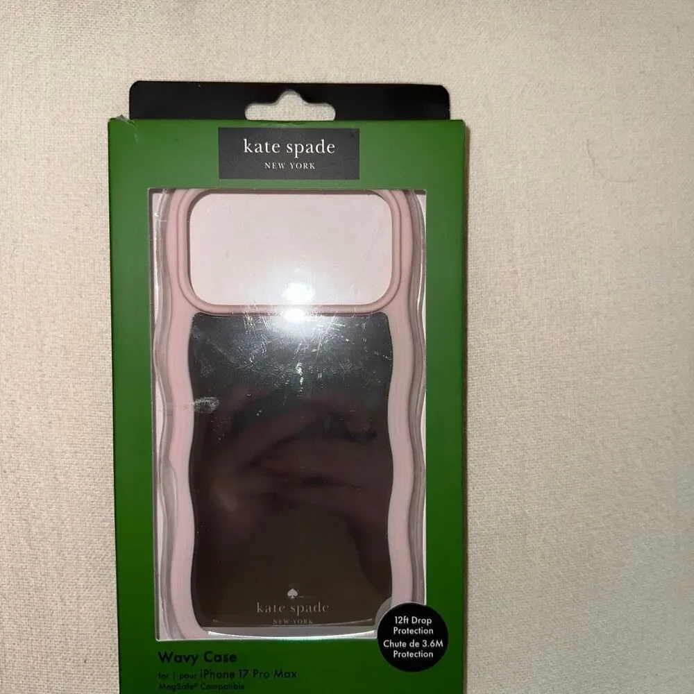 Kate Spade New York iPhone 17 Pro Max Phone Case Light Pink Wavy Mirror NWT
